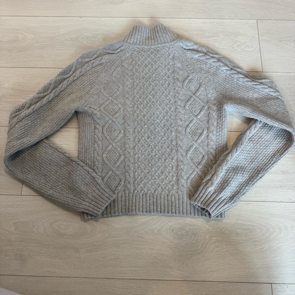 Aritzia Sunday Best Boreal 1/2 Zip Cable Knit Sweater Wool Blend Cropped - Picture 6 of 10